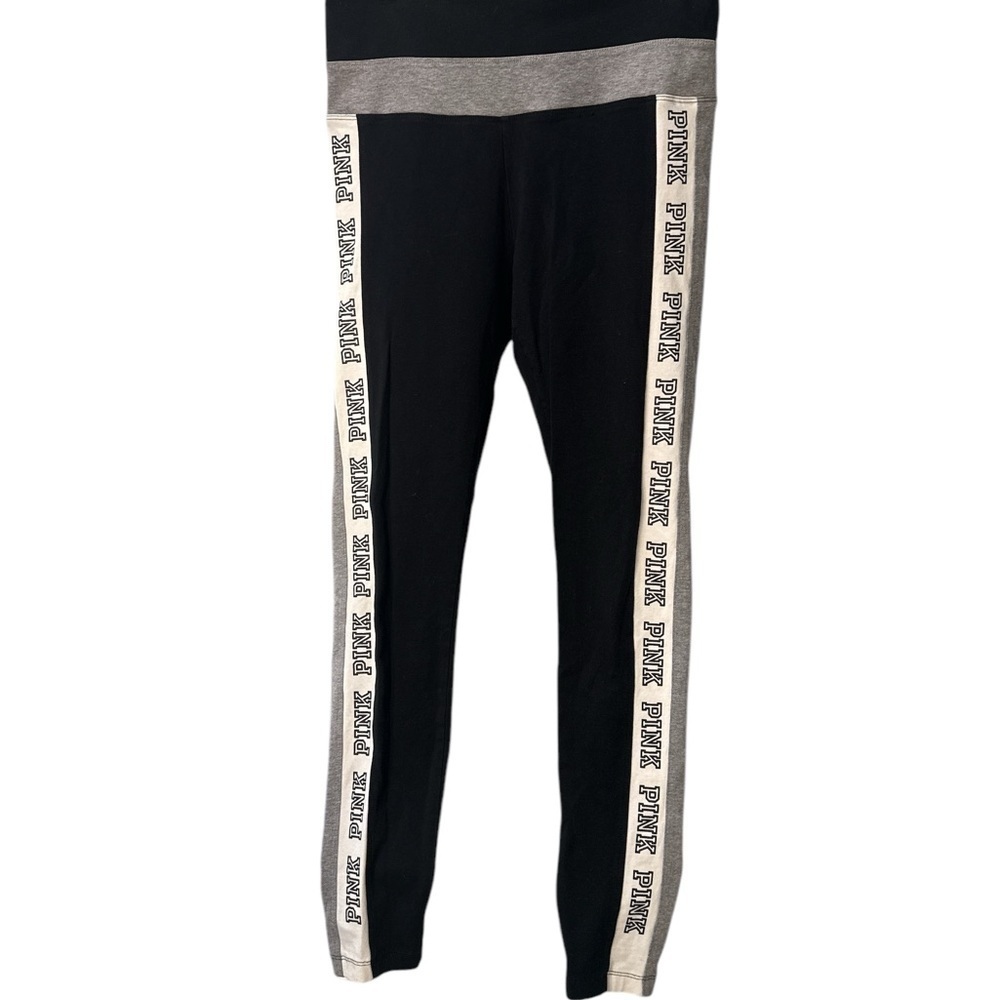 PINK Victoria's Secret Black and Gray Leggings Size M, Pre-Owned EUC